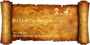 Kilián Anita névjegykártya